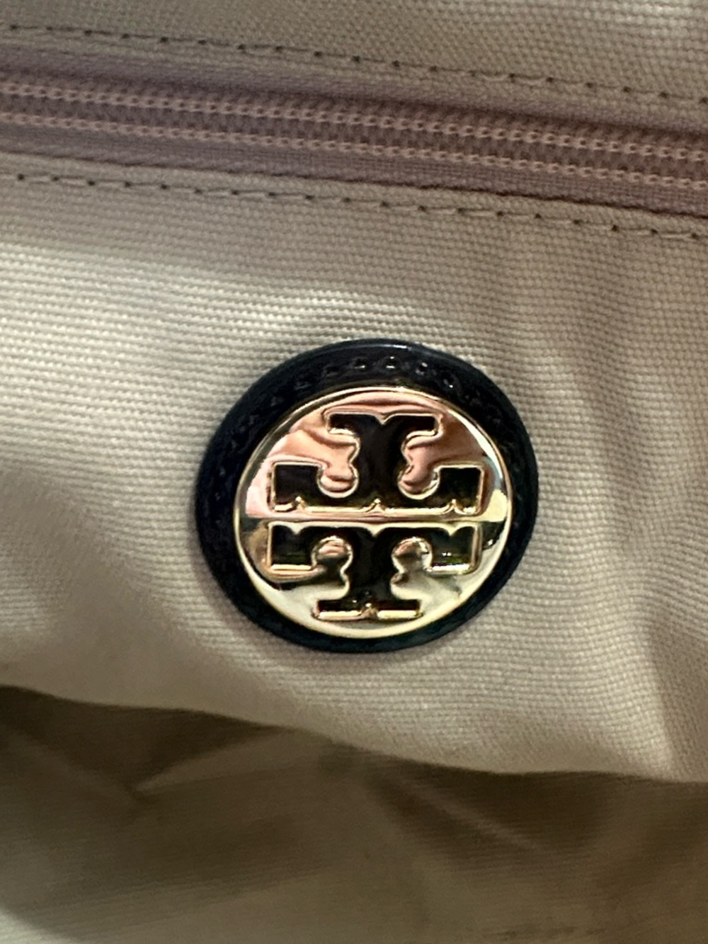Tory Burch Ella Nylon Medium Patent Leather Logo Black Tote Purse Bag - Picture 8 of 14